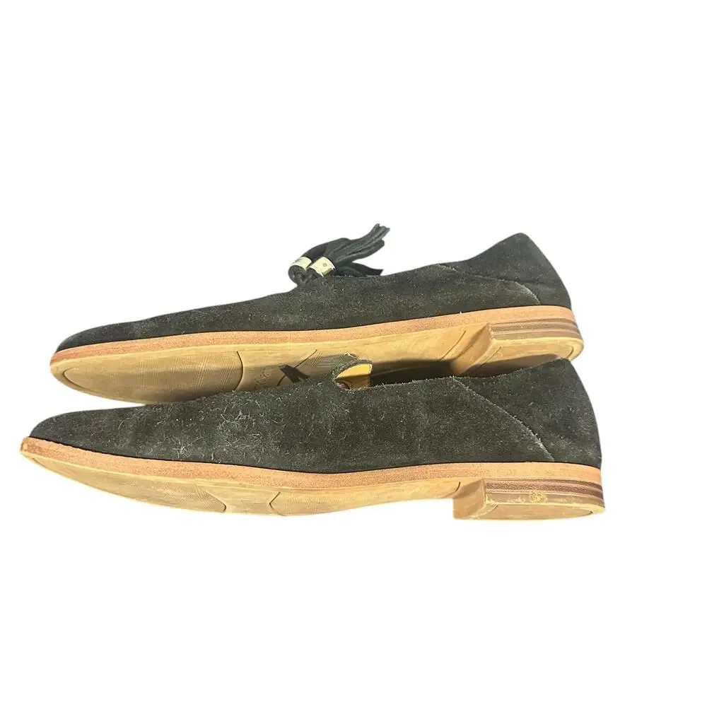Franco Sarto Black Suede Tassel Loafers Women’s Size 9.5 Slip-On Flats comfort